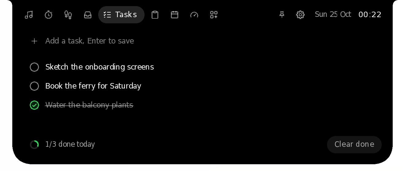 The Tasks page