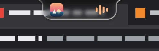 The resting island in the Glass theme over a dark page with Windows in light mode: it turns dark
