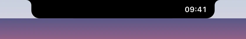 The resting island on a MacBook: the time to the right of the notch