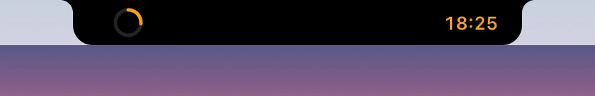 A focus timer around the notch: its progress ring on the left, the minutes left on the right