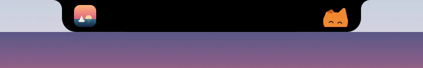 The same in the Oyen theme: black like the notch, the album art on the left and Oyen on the right