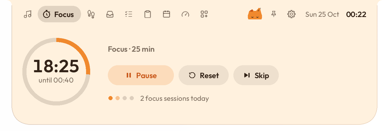 The Focus page in the Oyen theme