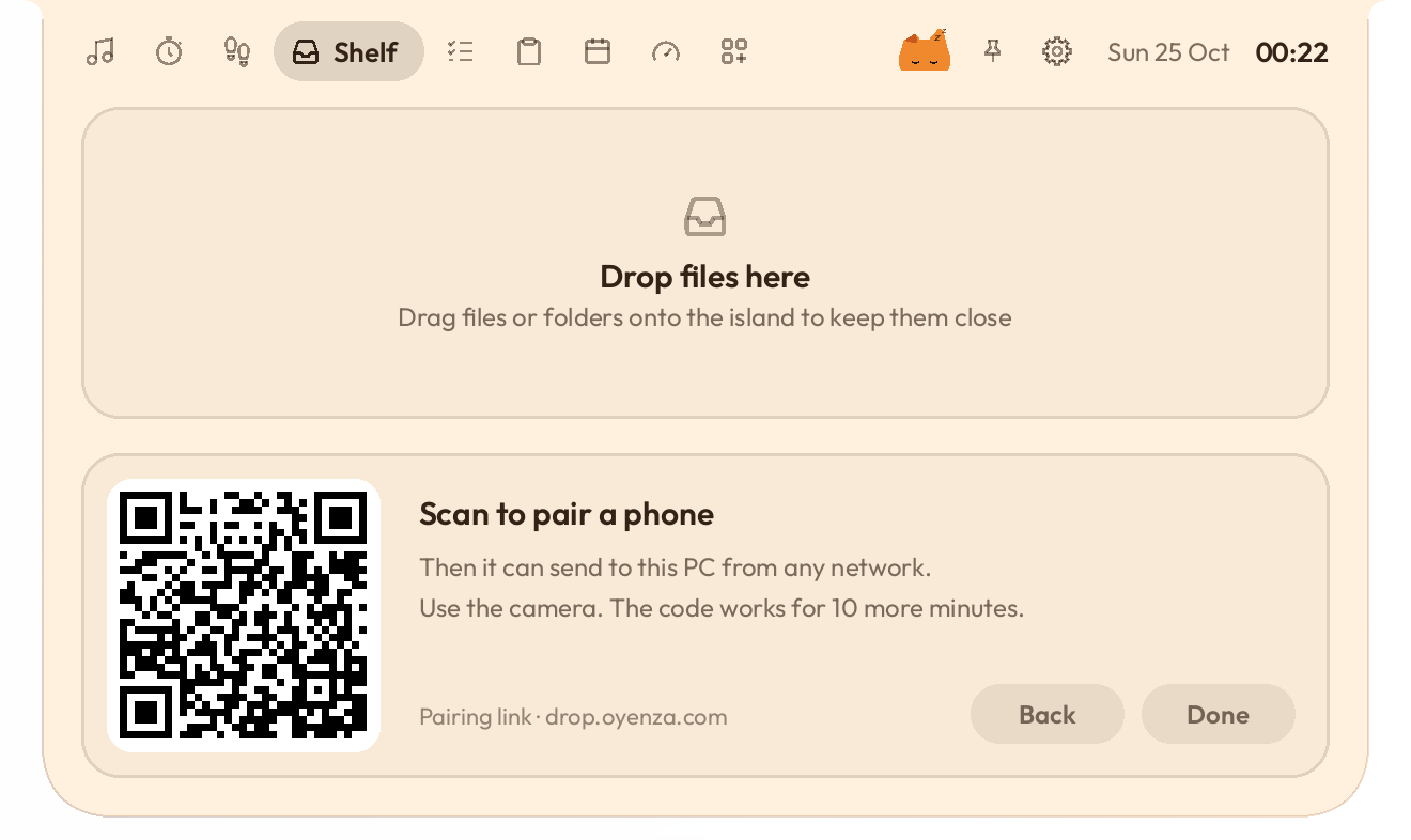 The pairing code under the Shelf, in the Oyen theme