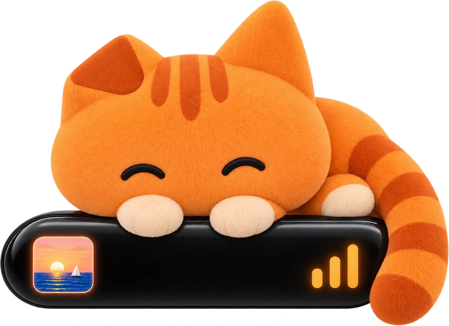 Oyen asleep on the island while a song plays